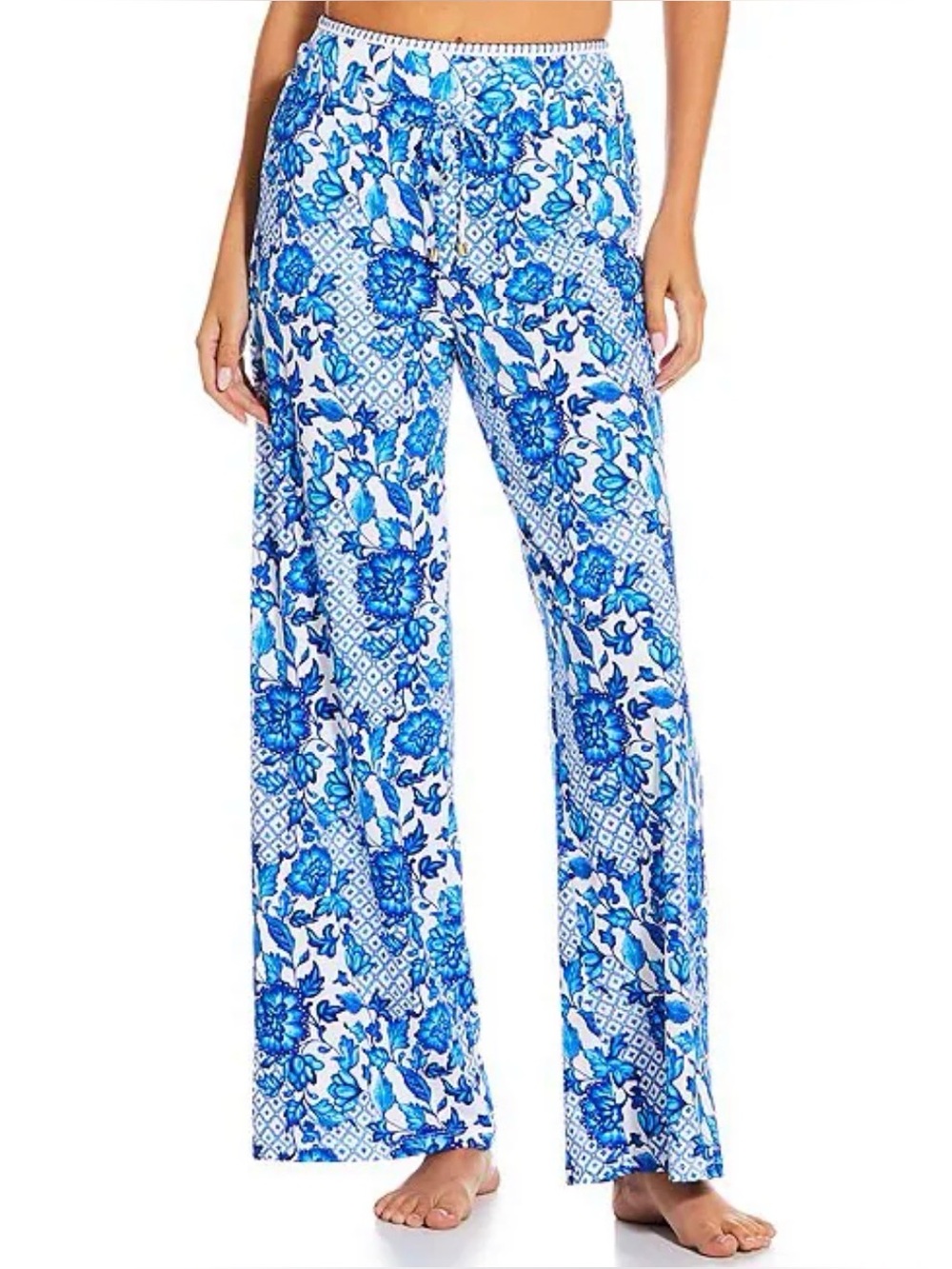 ☀️NWT‼️ Gibson & Latimer Casablanca Pant Beach Cover-Up Blue Floral - Size Med